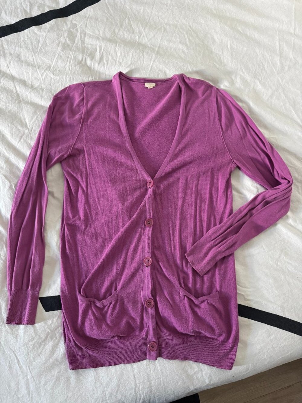 J. Crew Purple Button Front Cardigan Sweater Sz M